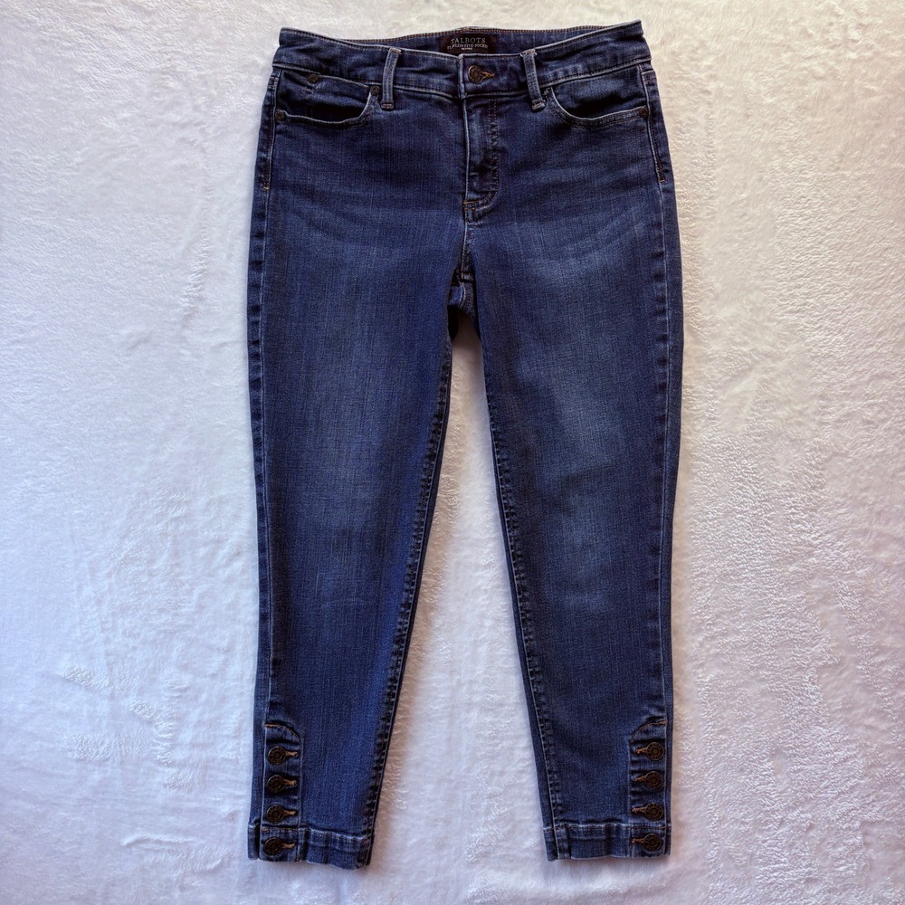 Talbots Jeans Women‎ Sz 4 Petite Flawless Five Pocket Denim Button Cuff